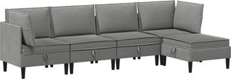 vidaXL Juego De Muebles De Sal&oacute;n 5 Uds. Gris Oscuro Tela Vidaxl