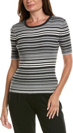 T Tahari Stripped Ribbed Knit T-Shirt