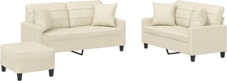vidaXL Vidaxl - Set Di Divani 3 Pz Con Cuscini Crema In Similpelle