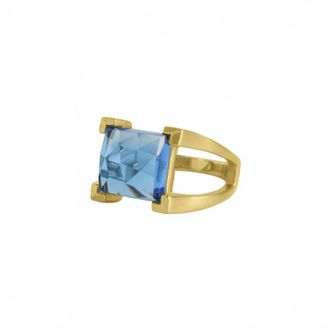 Dean Davidson Mini Plaza Ring In Midnight Blue / Gold