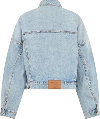 Alexander Wang Womens Denim Jacket Cropped Light Blue Cotton
