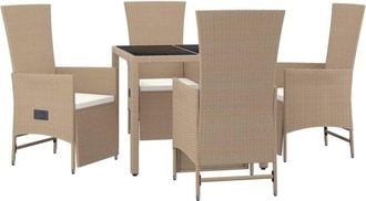 vidaXL Set Comedor De Jard&iacute;n 5 Pzas Con Cojines Rat&aacute;n Sint&eacute;tico Beige Vidaxl