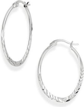 Nordstrom Rack Demi Fine Oval Cut Hoop Earrings in Silver at Nordstrom Rack