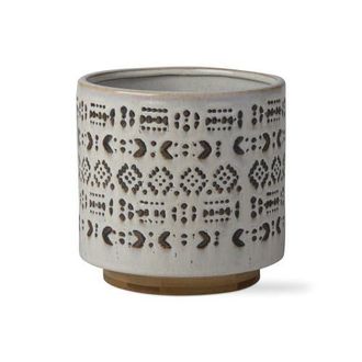 Tag Arusha Stoneware Flower Pot with Base Home Decor in Beige at Nordstrom