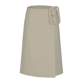 Ami Midi Skirts, female, Beige, Size: 2XS Midi Skirt with Big Buckle Belt