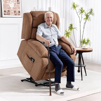HOMCOM Power Lift Recliner Chair, Lift Chair w/ Massage & Remote in Brown | Size: Armchair