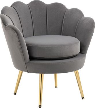 HOMCOM Poltroncina da Camera in Velluto Grigio Poltrona Vintage di Design - Homcom