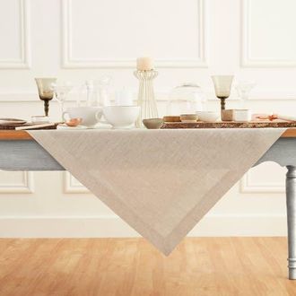 Solino Home Linen Table Throw 52 x 52 Inch for Dining Table, Holiday and Everyday Table Decor - Athena in Light Natural at Nordstrom, Size Medium