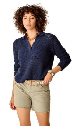 Carve Designs Morgan Polo Sweater in Navy at Nordstrom, Size Xx-Small