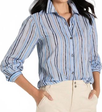 Nic+Zoe Drifty Painted Stripe Shirt In Blue Multi