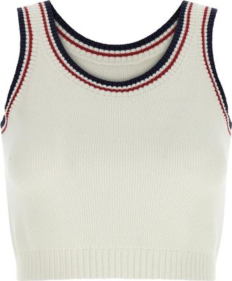 Brunello Cucinelli Tops, Dames, Wit, XS, Katoen, Knit Crop Top