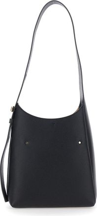 Tory Burch Womens Shoulder Bag Romy Piccola Grained Black Leather Cow