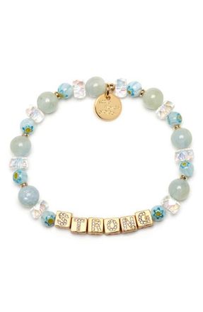 Little Words Project Pav&eacute; Cubic Zirconia Beaded Stretch Bracelet in White at Nordstrom, Size Small