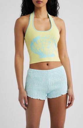 Kulani Kinis Shell Knit Halter Tank Top in Sunshell at Nordstrom, Size X-Small