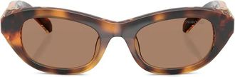 Swarovski oval-frame tortoiseshell sunglasses - women - Acetate - 50 - Brown