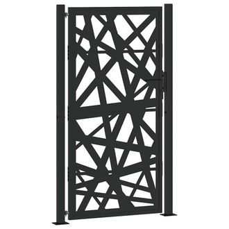 Berkfield Home Garden Gate Black 105x180 cm Steel Light Design