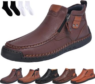 Generic Mens Boots Comfortable Waterproof Orthopedic Walking Shoes, Orthopaedic Premium Boots, Stylish and Versatile (Dark Brown 01, One Size, Adult, Men, 10.