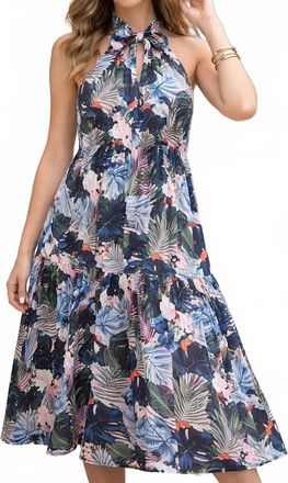 Jade Yoga Halter Dress In Toucan Jungle
