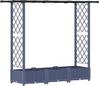 vidaXL Cama Elevada Con Trellis Y Techo Gris 164 X 40 X 121 Cm Pp Vidaxl