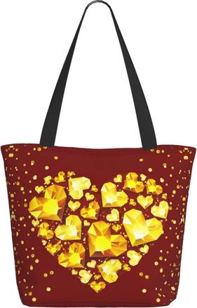 AOOEDM Golden Love Ladies Shopping Bag 13x11x7in.The Perfect ValentineS Day Gift.It Is The Best ValentineS Day Gift For Mom, Daughter, Wife,Etc