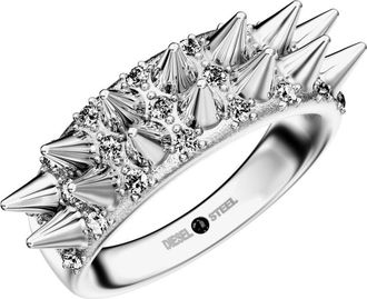 Diesel Stainless Steel Band Ring - Rings - Unisex - Silver
