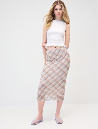 Twik Womens Patterned mesh midi skirt