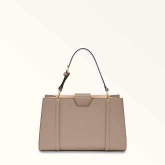 Furla Riva Borsa A Spalla M Stucco Gray Grigio Pelle Stampata Donna