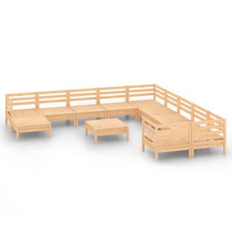 vidaXL Juego De Muebles De Jard&iacute;n 12 Piezas Madera Maciza De Pino Vidaxl