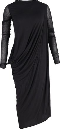 Rick Owens draped Long Sleeve Midi Dress in Black Viscose