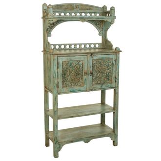 Wanderlust Deco Aparador de madera artesanal azul 75x35x150