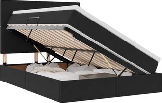 vidaXL Letto Con Contenitore Led E Materasso Nero 140 X 200 Cm Velluto Vidaxl