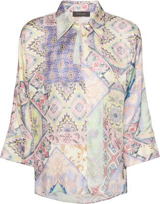 Elena Miro Geprint viscose shirt - Dames - Overhemden - Veelkleurig - XL - Overhemden