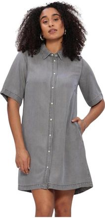 Object Objframe 2/4 RE Denim Jurk - Dames - Shirt Kleedjes - Grijs - S - Denim - Kleedjes