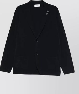 Lardini cardigan jacket notch lapels flower clip