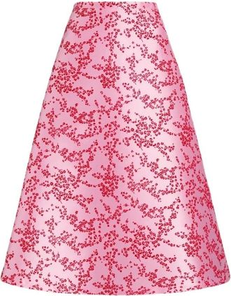 Alberta Ferretti Rokken, Dames, Veelkleurig, S, Florale mikado A-lijn midi rok