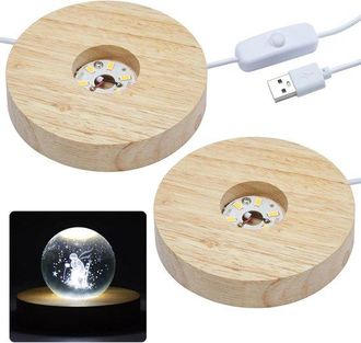 OEM Soporte De Madera Para Pantallas Led - 2 Piezas - Usb - Luz Blanca C&aacute;lida