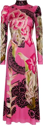 Temperley London Abito midi Cici in pizzo a fiori - Rosa
