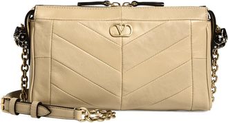 Valentino Garavani Small Panthea Chevron Patchwork Leather Shoulder Bag in Beige at Nordstrom
