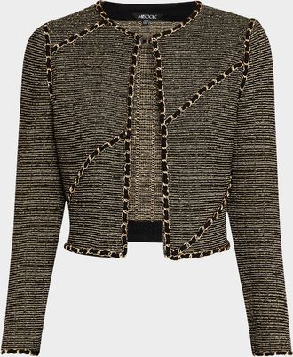 Misook Chain-Trim Knit Heritage Jacket