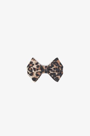 Ganni Brown Leopard Bow Hairclip