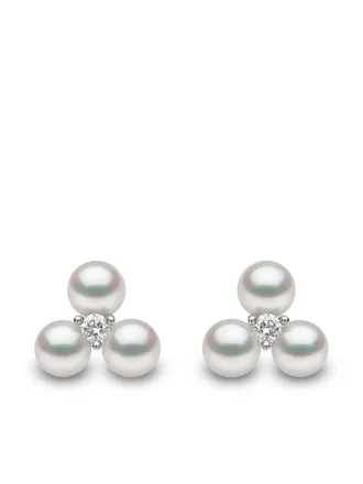Yoko London 18kt white gold Trend pearl stud earrings - women - 18kt White Gold/Freshwater Pearl - One Size - Silver