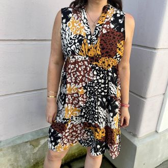 Apricot Marocaine Aline Dress In Mustard Print