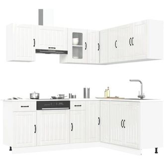 vidaXL Vidaxl - Mueble Cocina Kalmar Blanco Brillo 11 Pzas Madera Contrachapada