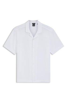 BOSS Powell Linen & Cotton Camp Shirt in White at Nordstrom, Size Xx-Large