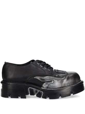 New Rock flame-detail platform shoes - unisex - Leather/Leather/Rubber - 39 - Black
