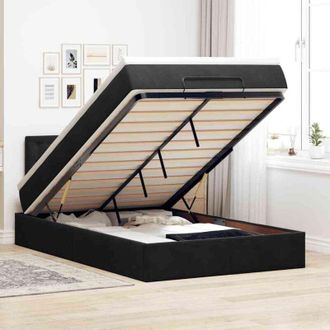 vidaXL Cama Otomana Con Colch&oacute;n Y Led Terciopelo Negro 120x190cm