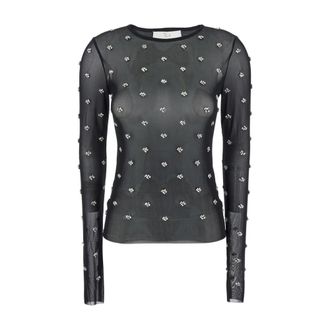 Tela Tops, Dames, Zwart, S, Polyester, Lux Top Zwart Stijlvol Shirt