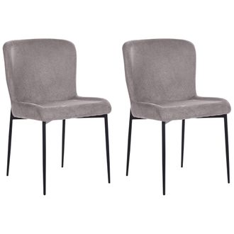 Beliani Beliani - Conjunto De 2 Sillas Gris Oscuro Negro Poli&eacute;ster Patas De Metal Ada
