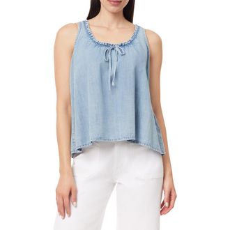 Kensie Ruffle Tie Neck Chambray Tank in Esme at Nordstrom Rack, Size X-Large