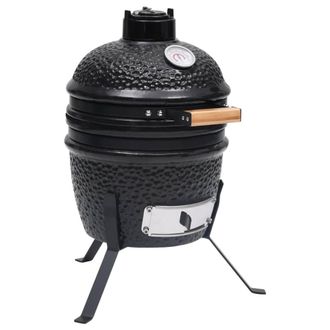 Berkfield Home 2-in-1 Kamado Barbecue Grill Smoker Ceramic 56 cm Black